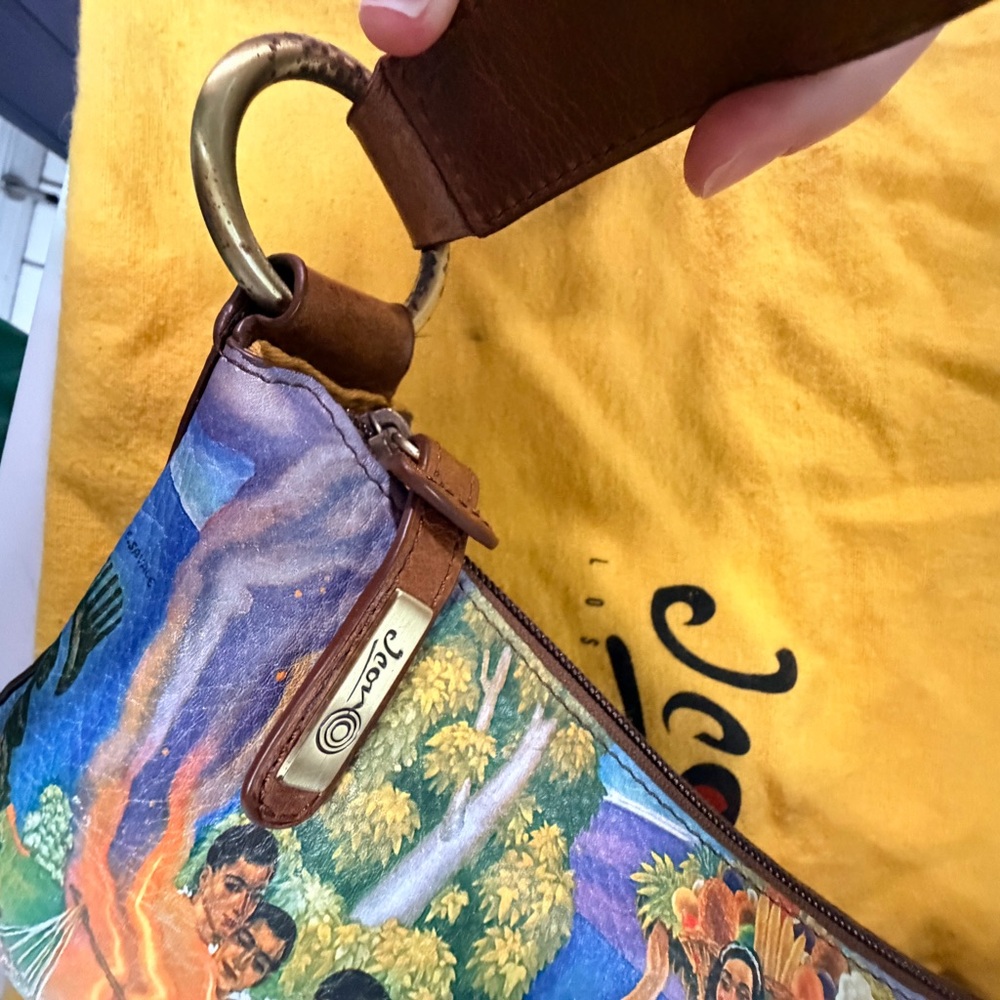 Icon Hand-Painted Hobo Shoulder Bag - Brown Leather Strap - Picture 7 of 9